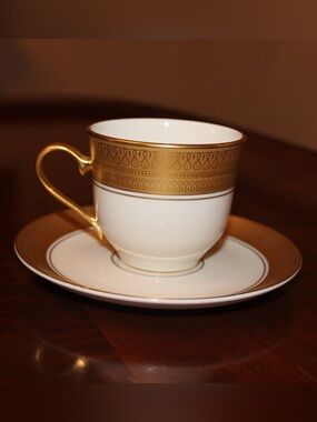 Pickard Centennial Fine China Gold Trim Teacup & Saucer Set | Never Used